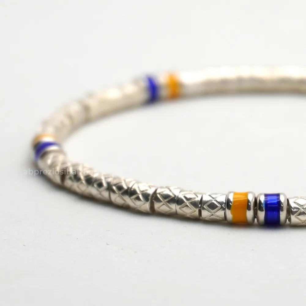 Bracciale FROSINONE CALCIO con Pigne Giallo Blu in Argento Dodo Mariani
