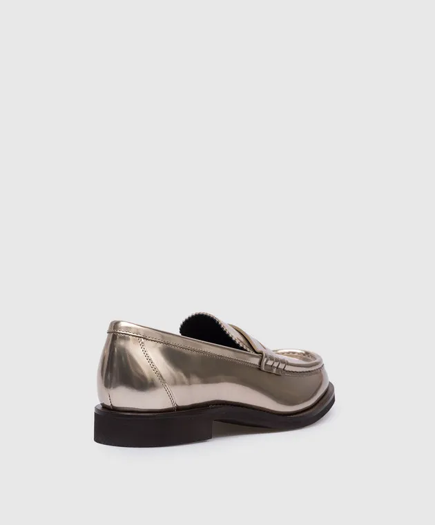 Brunello Cucinelli Mocassini in pelle oro con catena monil MZSPG2741P