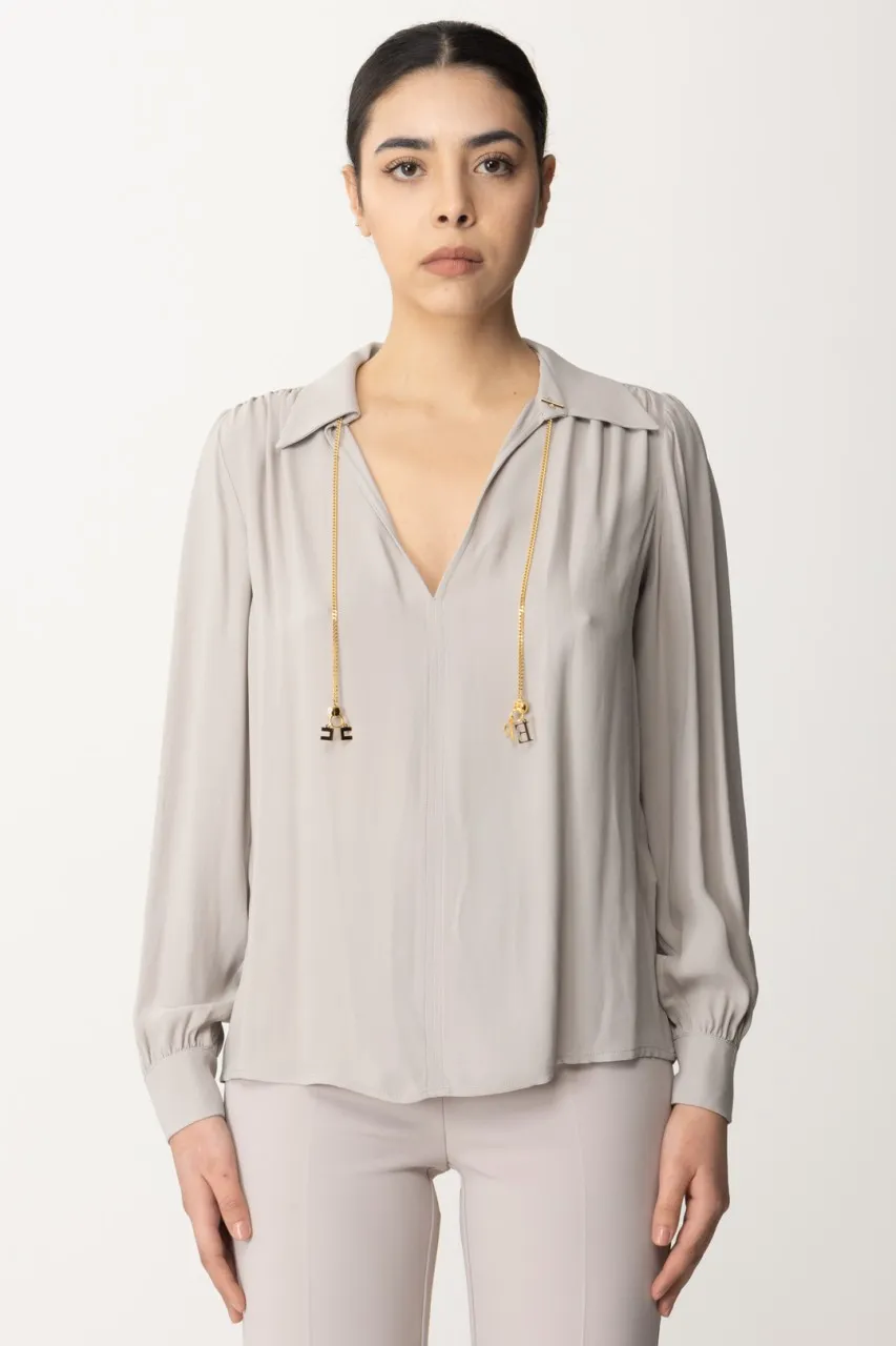 Camicia ampia con accessorio al colletto Perla