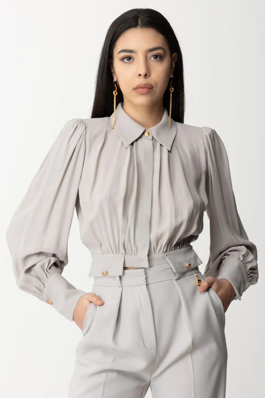 Camicia crop con patte in vita Perla
