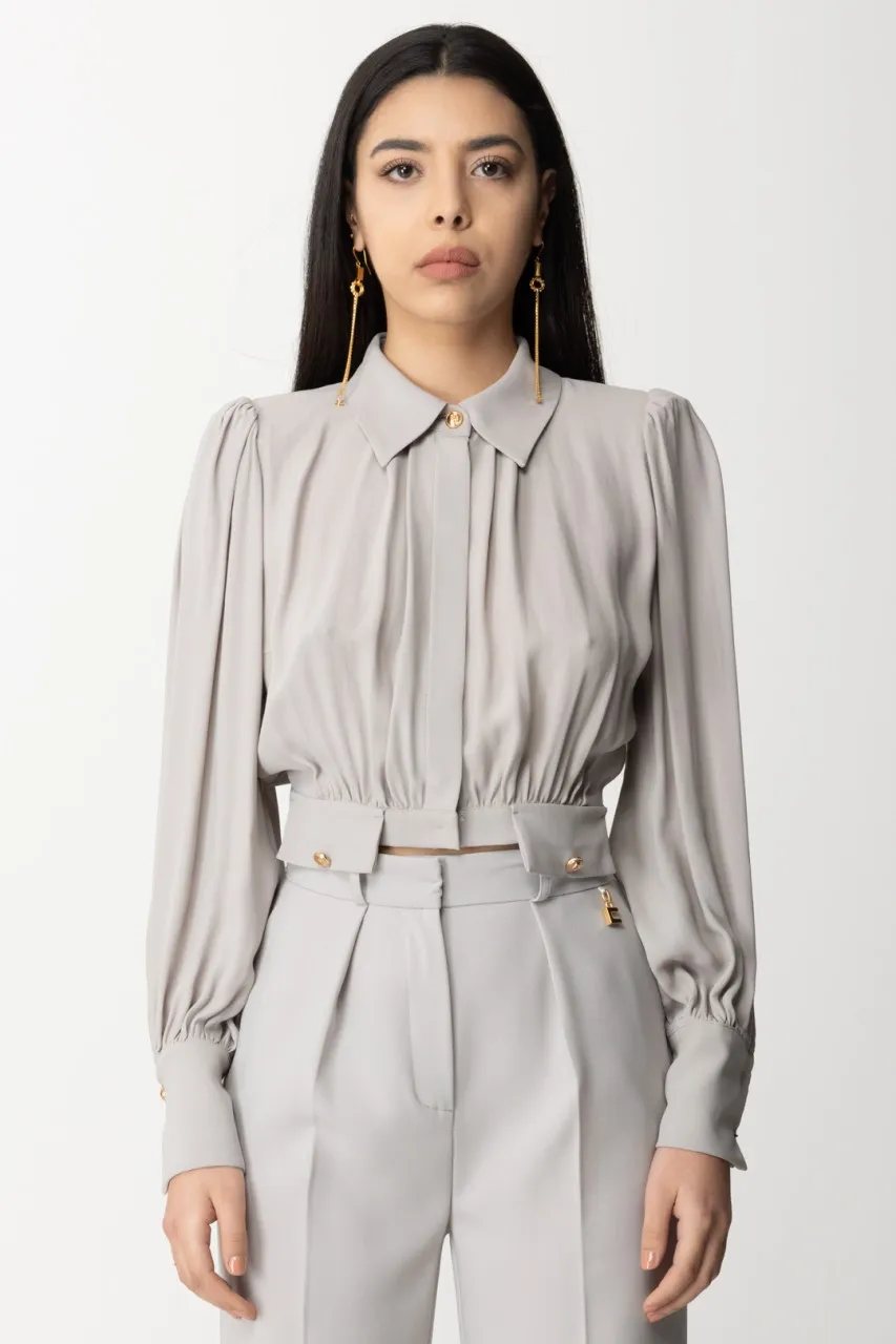 Camicia crop con patte in vita Perla