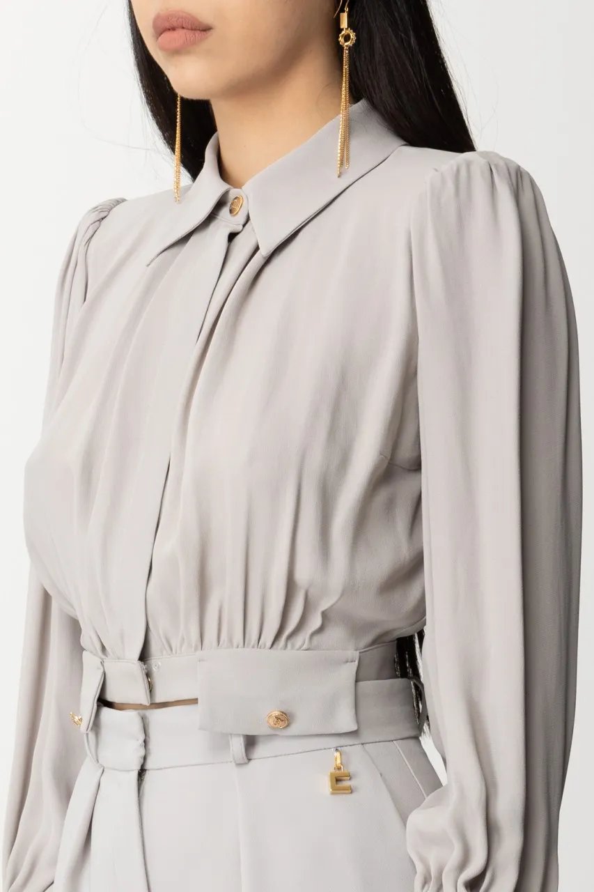 Camicia crop con patte in vita Perla