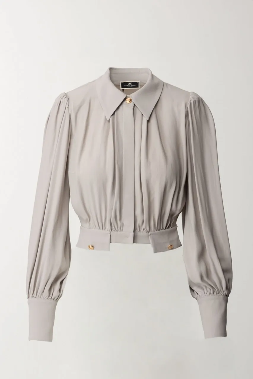 Camicia crop con patte in vita Perla
