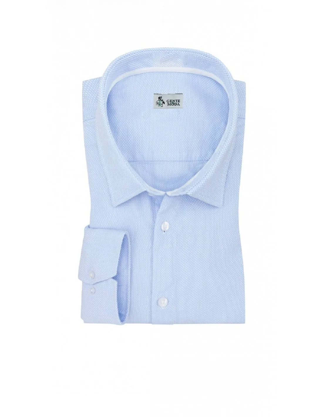 Camicia in cotone oxford azzurro collo semifrancese