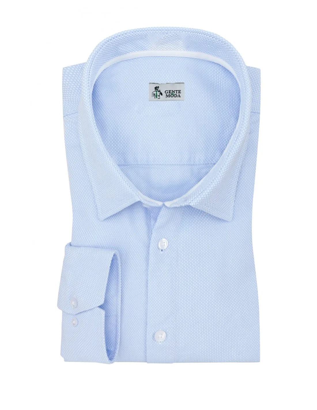 Camicia in cotone oxford azzurro collo semifrancese