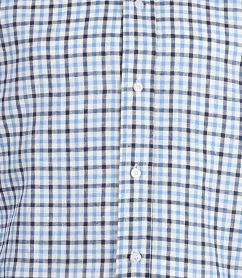 Camicia in misto lino fantasia a quadri