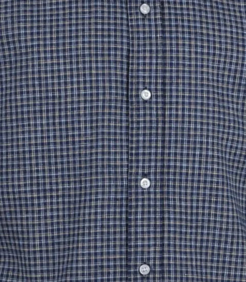 Camicia in misto lino fantasia a quadri