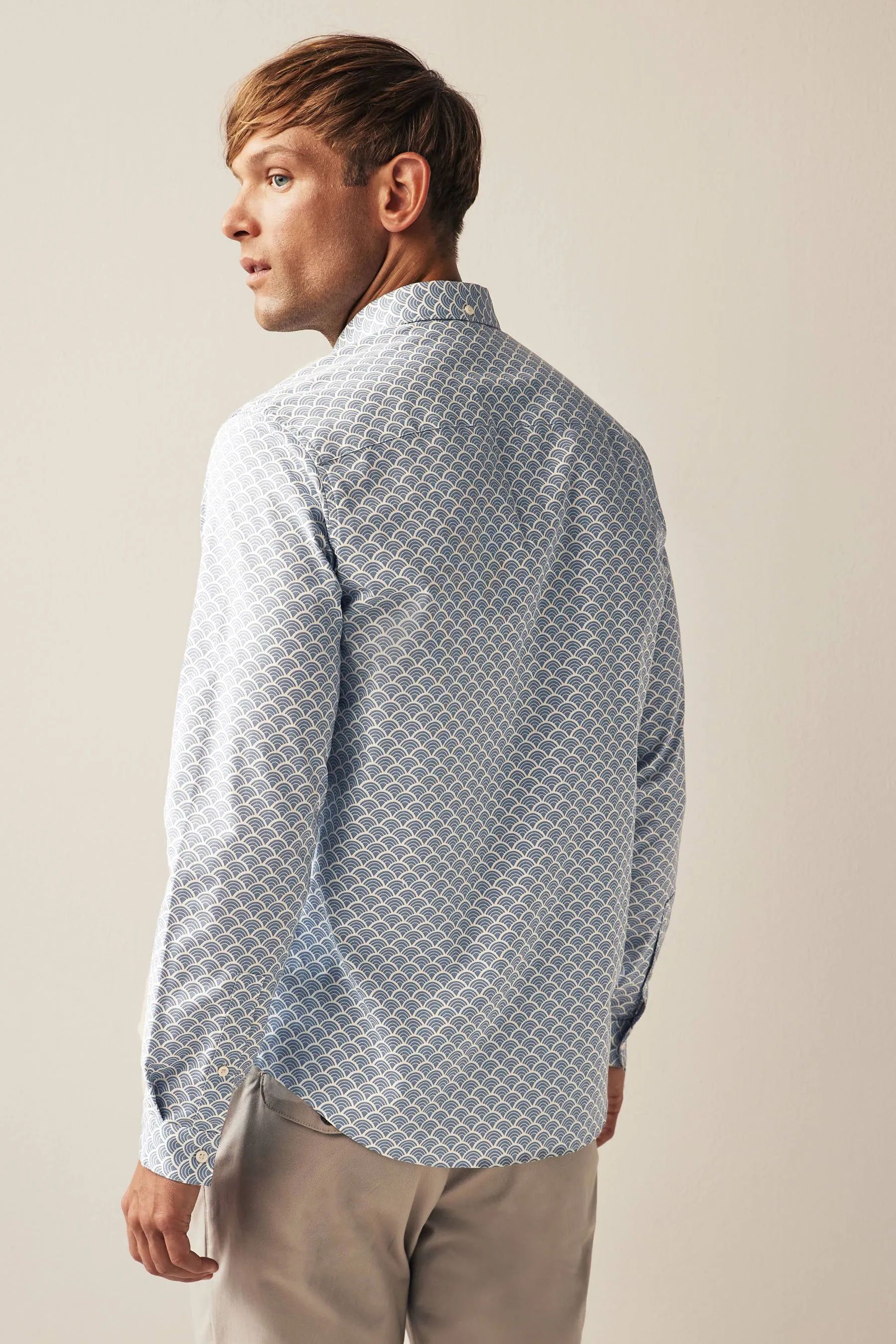Camicia Manica lunga stampata con Oxford elasticizzata