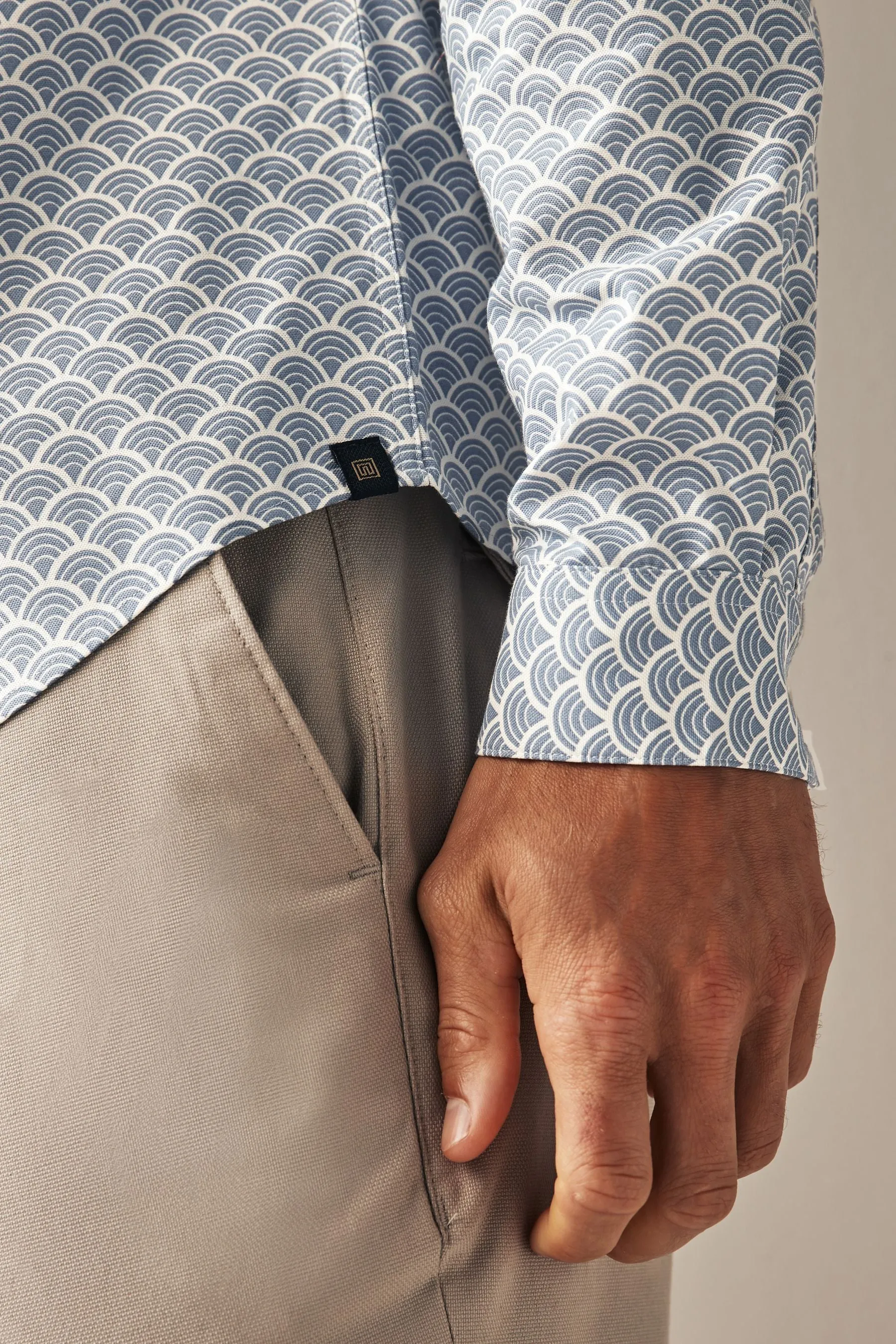 Camicia Manica lunga stampata con Oxford elasticizzata