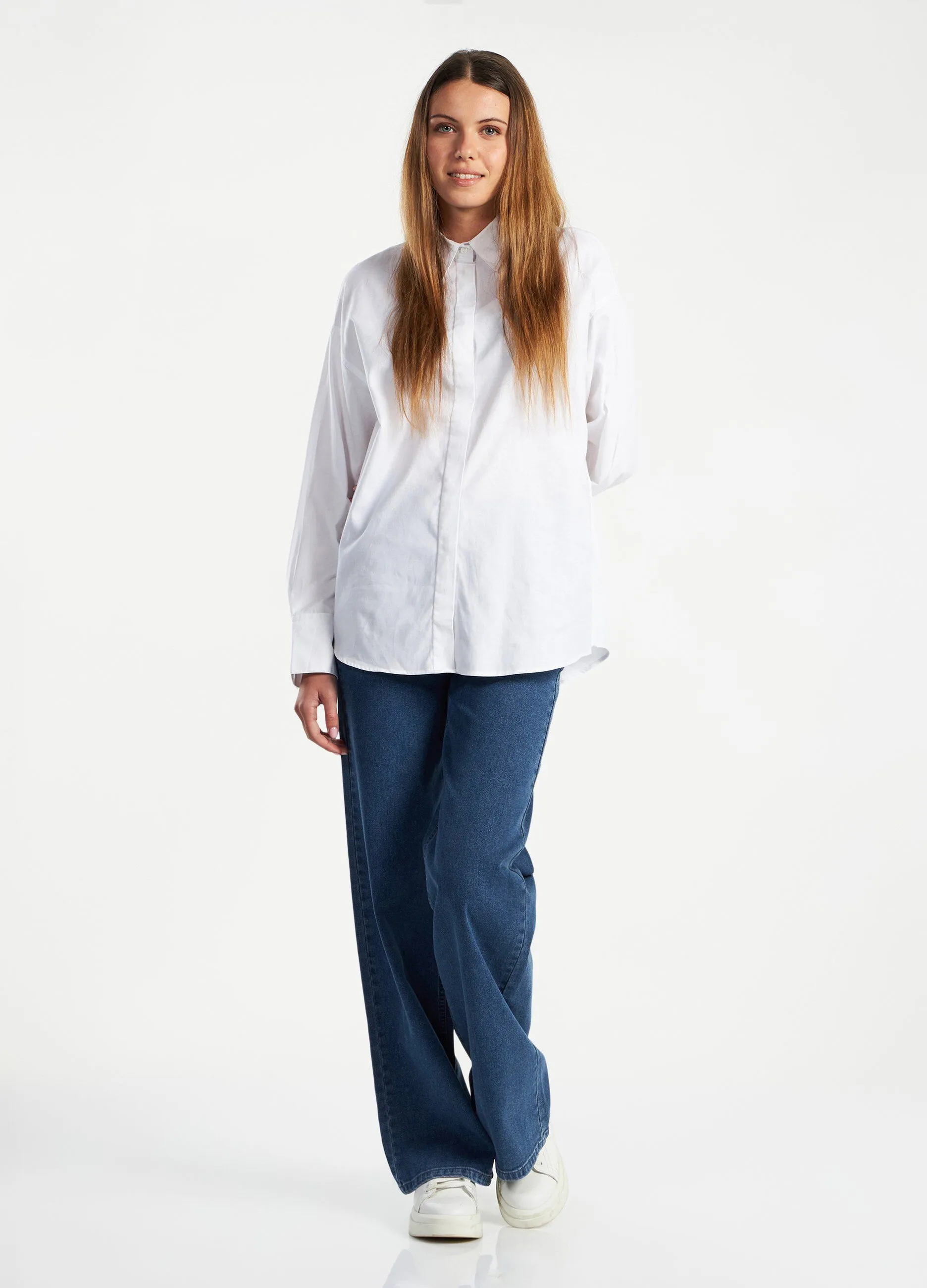 Camicia oversize in puro cotone oxford donna