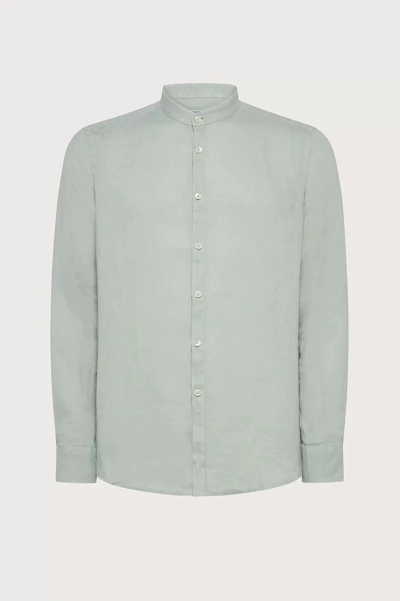 Camicia regular fit in lino uomo Verde