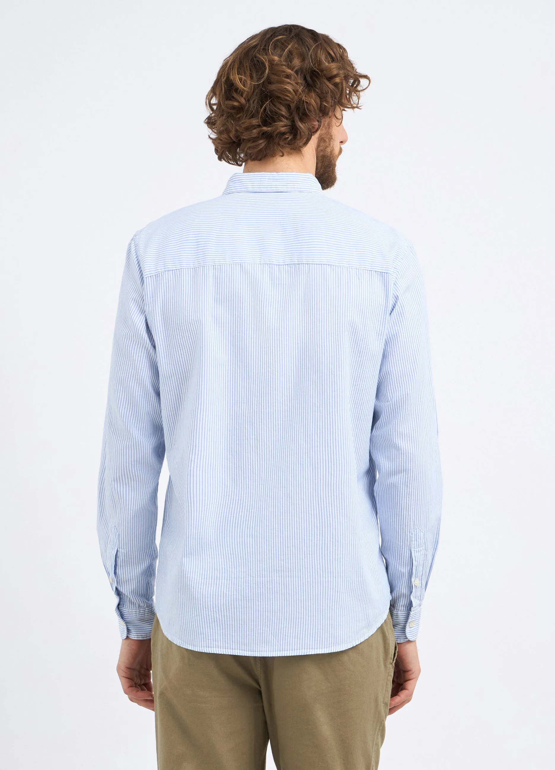 Camicia rigata in puro cotone oxford uomo