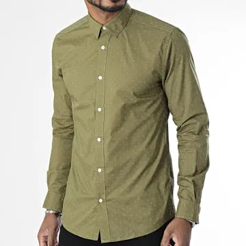 Camicia slim a maniche lunghe Sane Life 7764 Verde Khaki