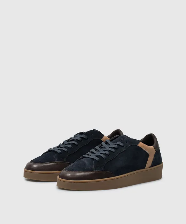 Canali Sneakers in camoscio blu con logo RB01025591204