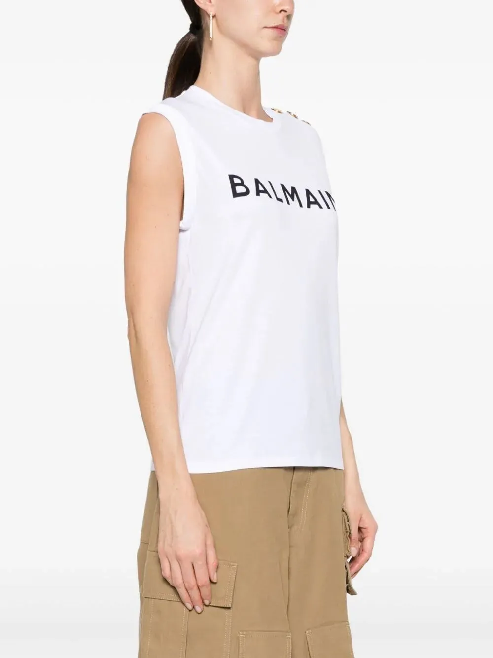 Canotta 'Balmain' con bottoni stampa