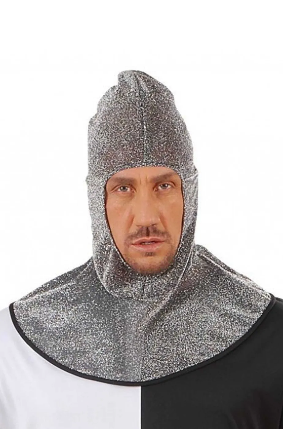 Cappuccio in cotta di maglia finta da guerriero medievale crociato