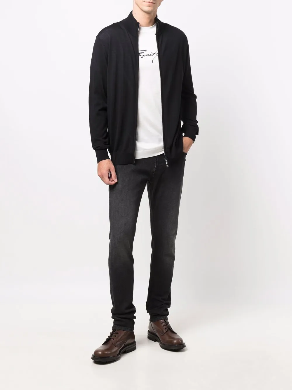 Cardigan blu in maglia sottile