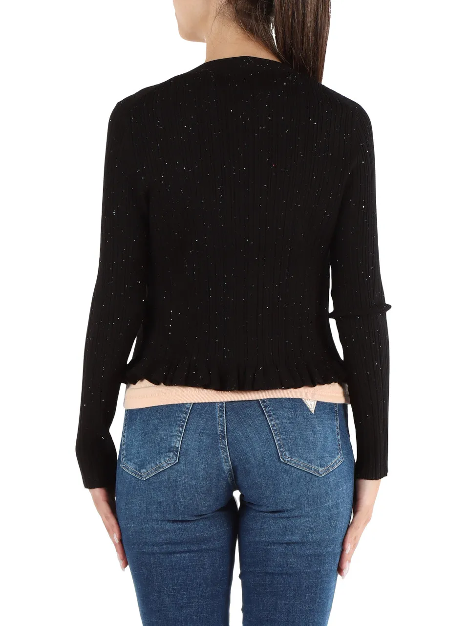 Cardigan in misto viscosa con micro paillettes
