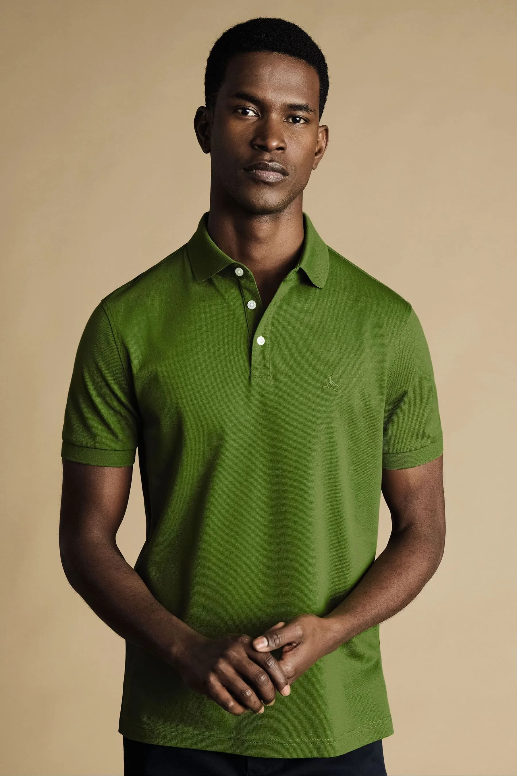 Charles Tyrwhitt - Polo a maniche corte in piqué di cotone tinta unita
