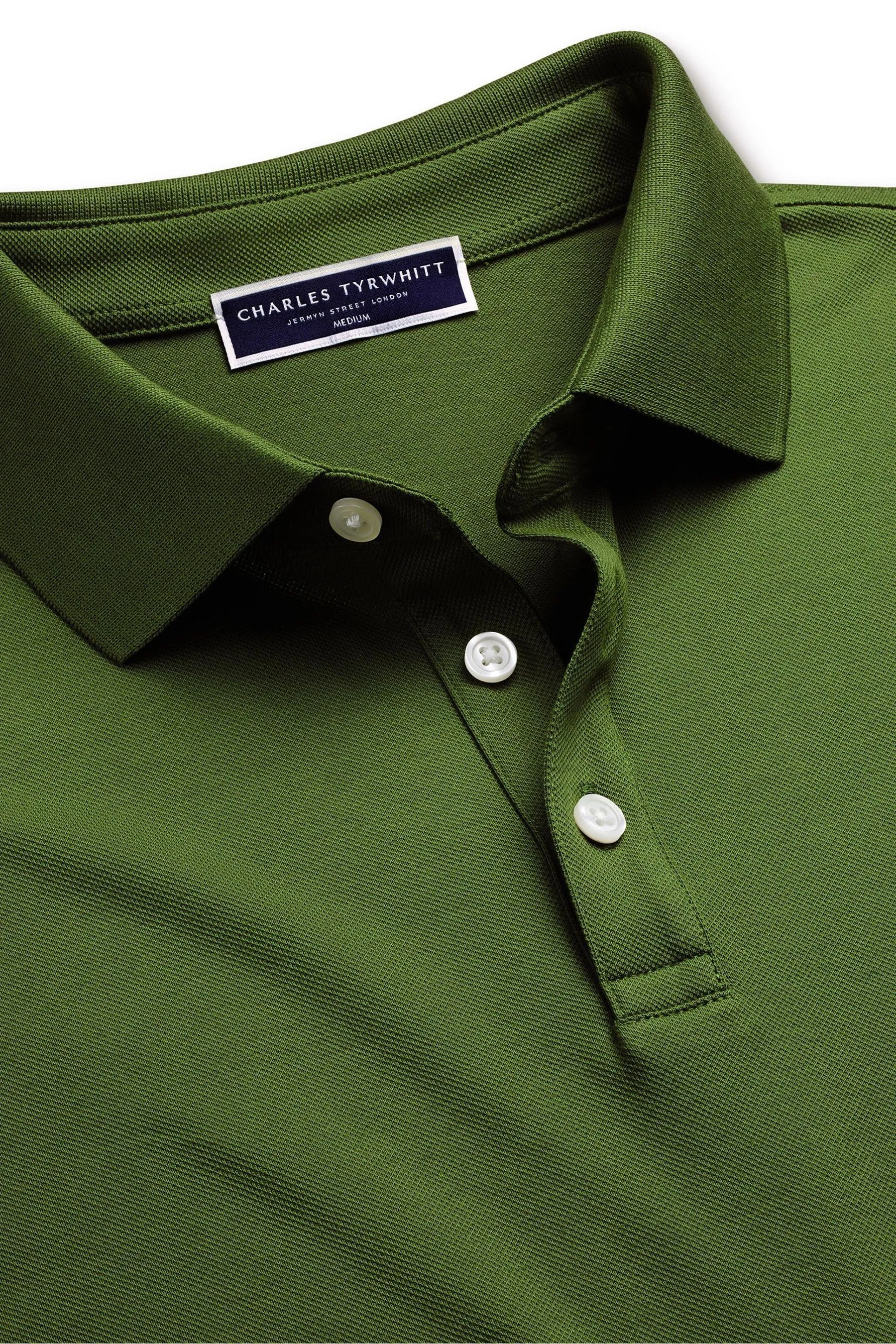 Charles Tyrwhitt - Polo a maniche corte in piqué di cotone tinta unita