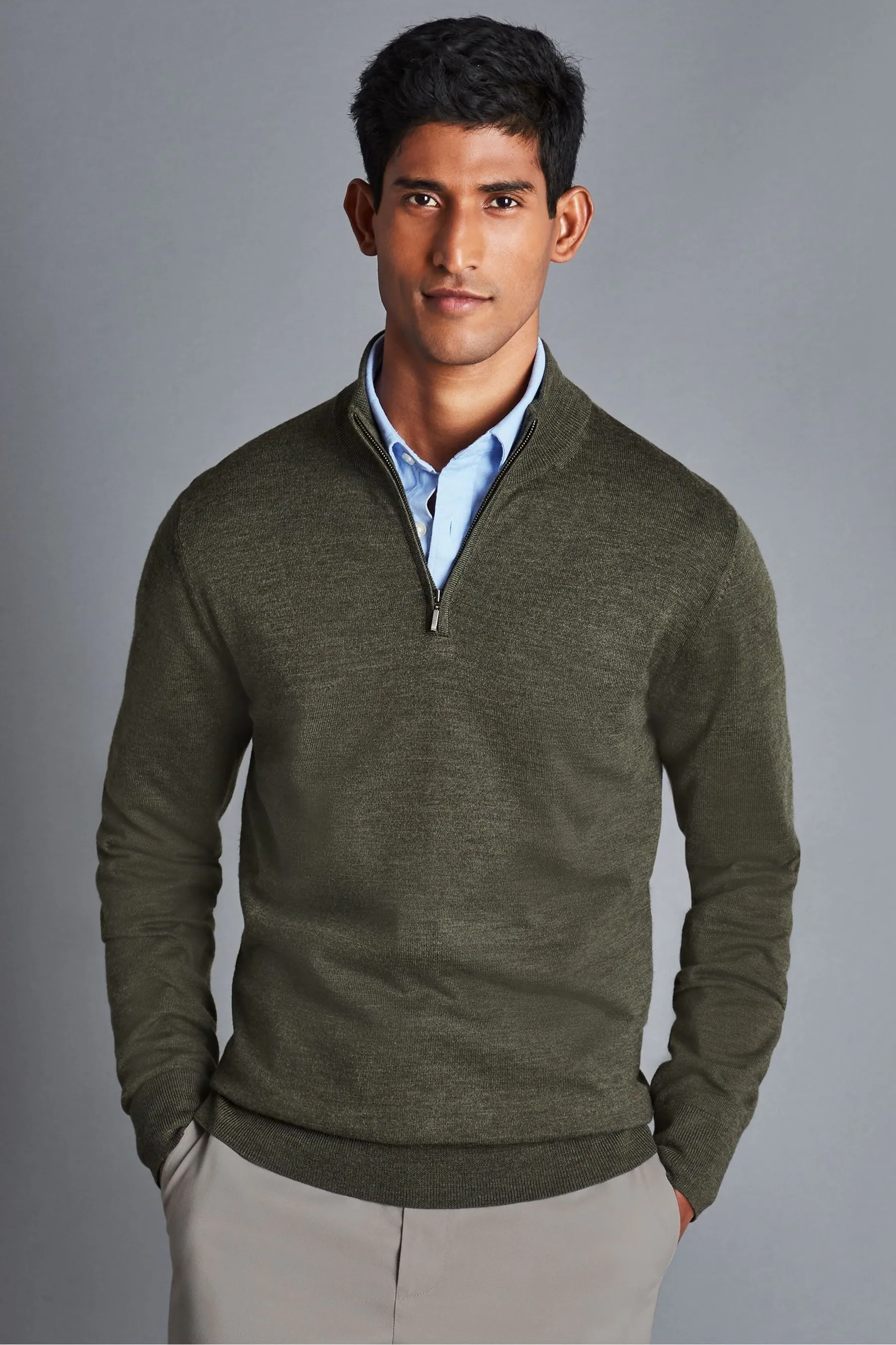 Charles Tyrwhitt Pure Merino Zip Neck Jumper    