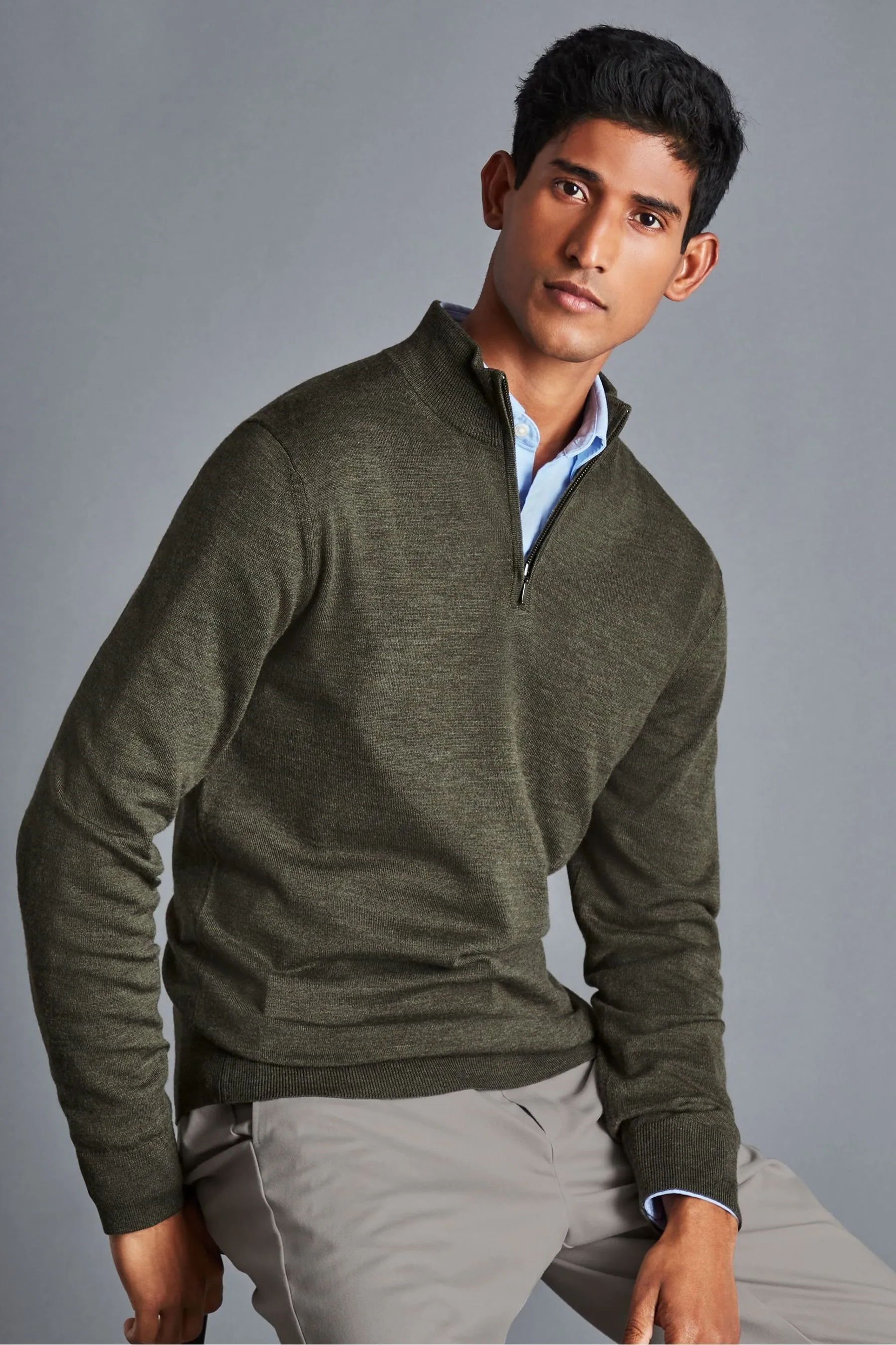 Charles Tyrwhitt Pure Merino Zip Neck Jumper    