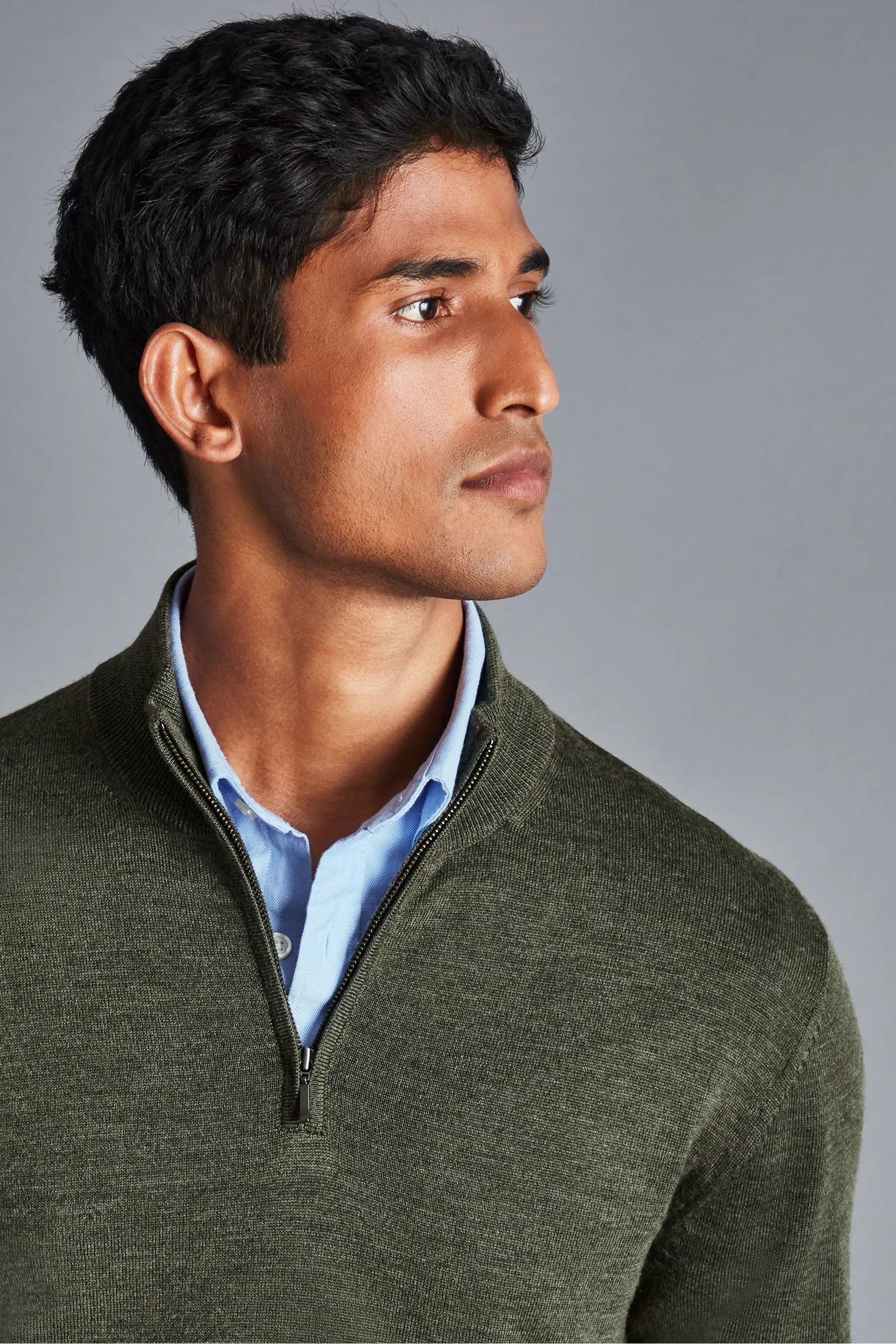 Charles Tyrwhitt Pure Merino Zip Neck Jumper    