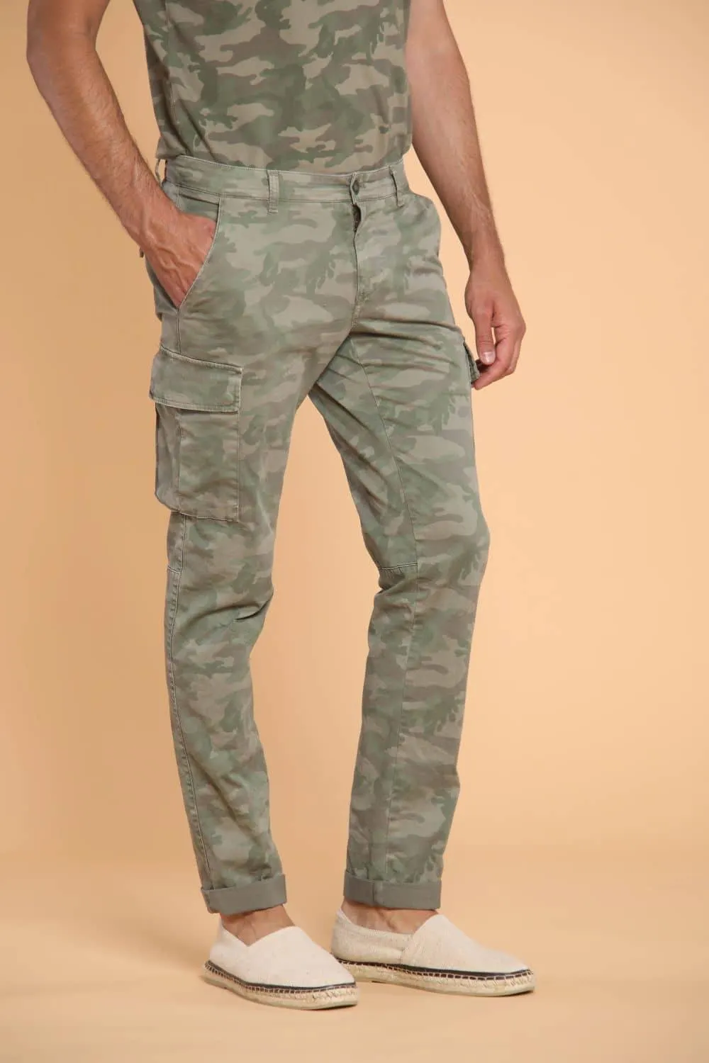 Chile pantalon cargo homme en coton avec motif camouflage extra slim ①