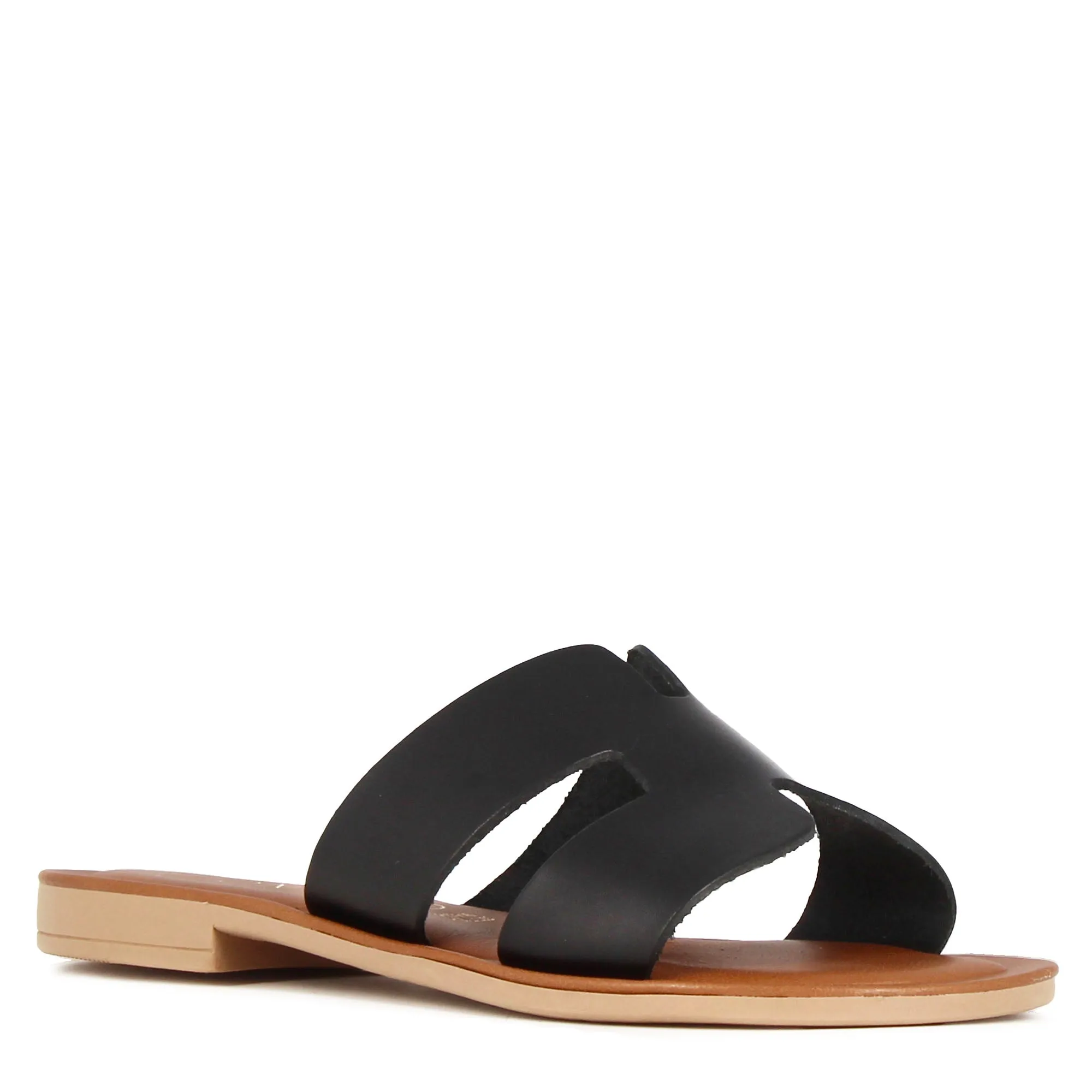 Ciabattine da donna in pelle colore nero
