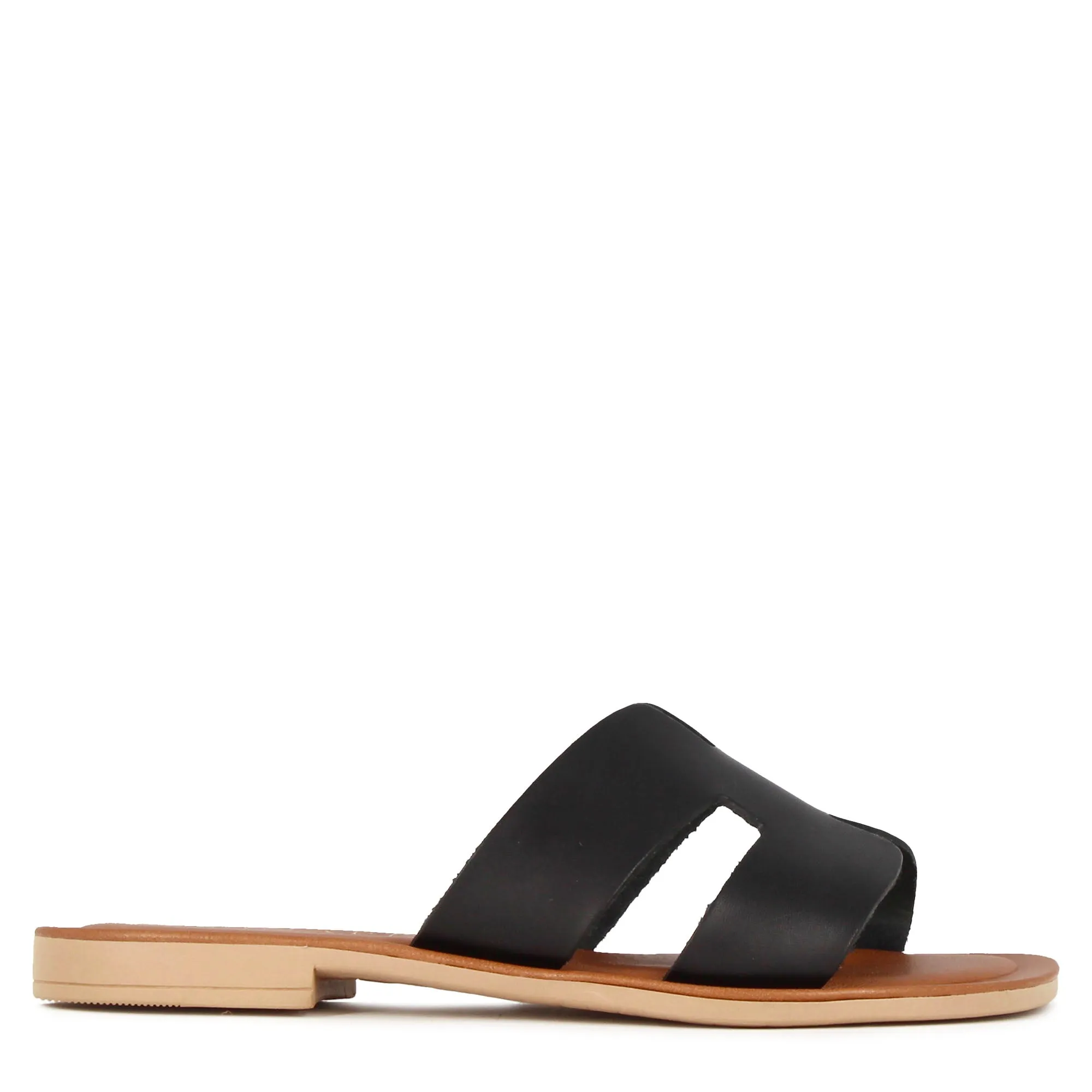 Ciabattine da donna in pelle colore nero