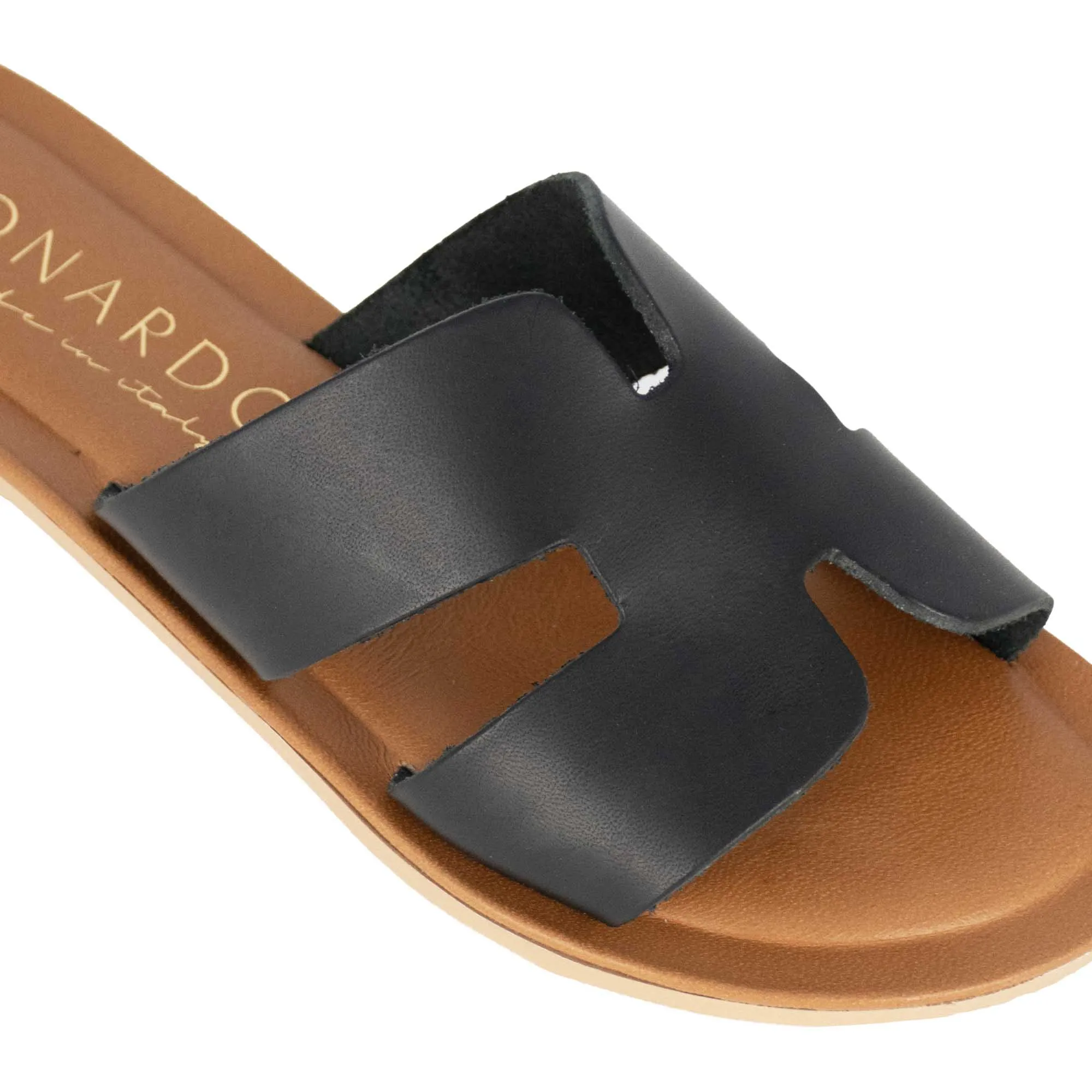 Ciabattine da donna in pelle colore nero
