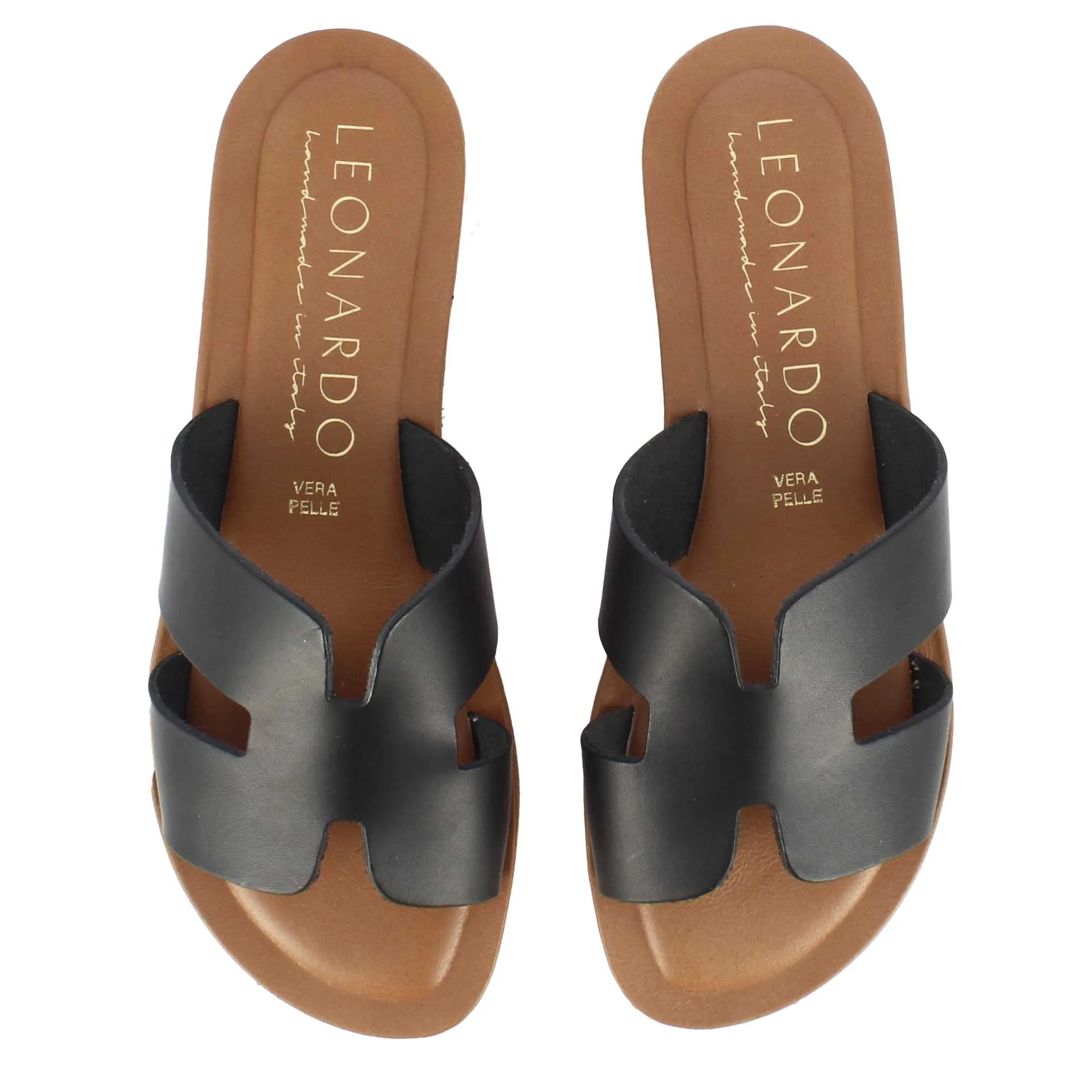 Ciabattine da donna in pelle colore nero