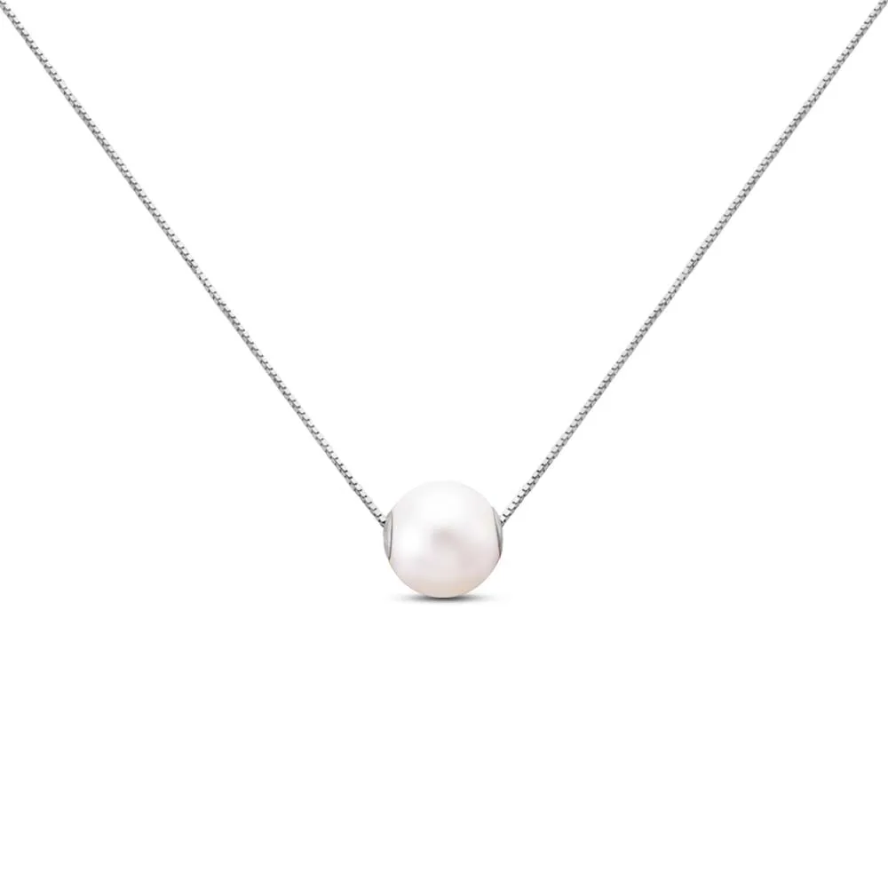 Collana Gabrielle Oro Bianco 375/1000 Maglia Veneziana Perla D'Acqua Dolce Bianco 40 + 2 cm 1413416