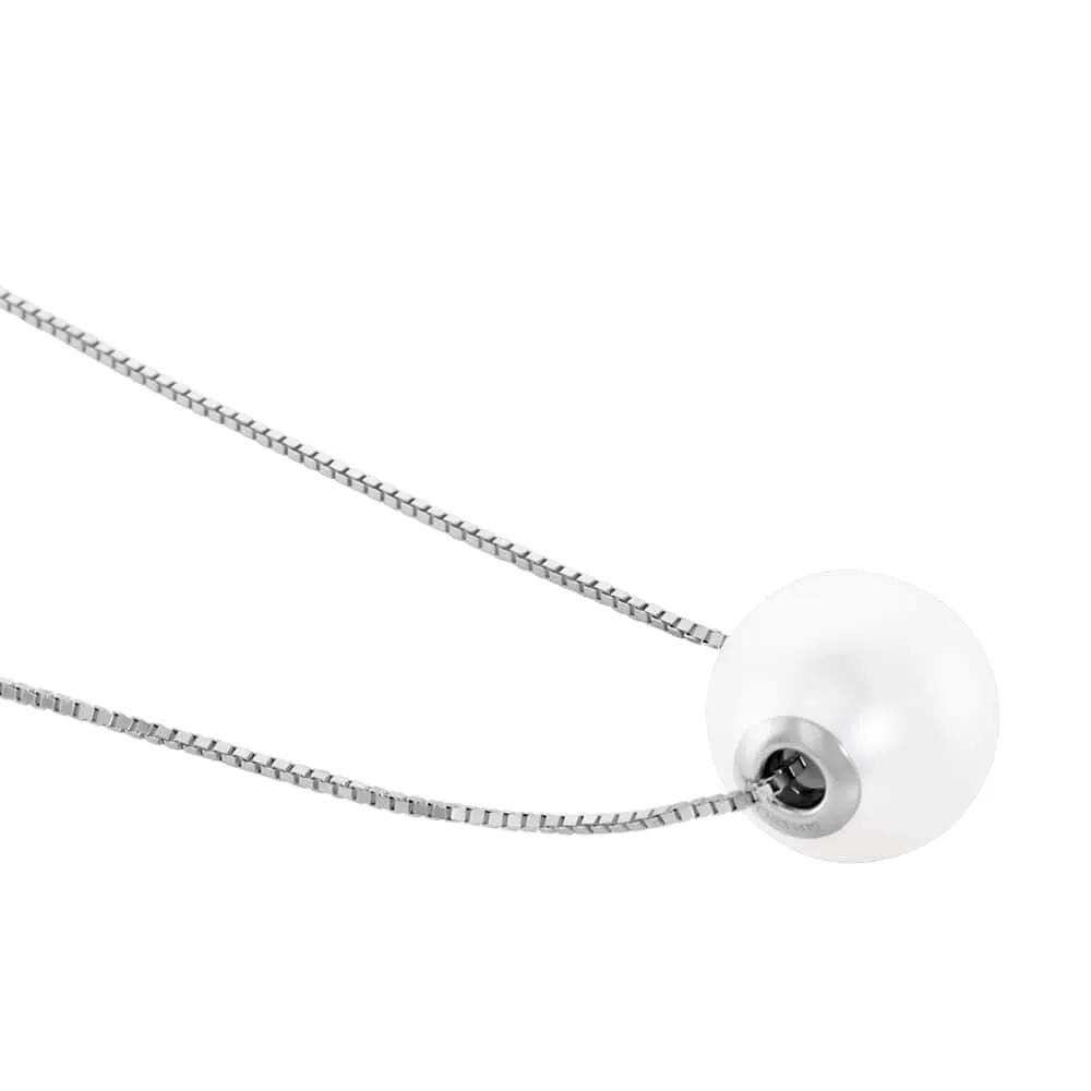Collana Gabrielle Oro Bianco 375/1000 Maglia Veneziana Perla D'Acqua Dolce Bianco 40 + 2 cm 1413416