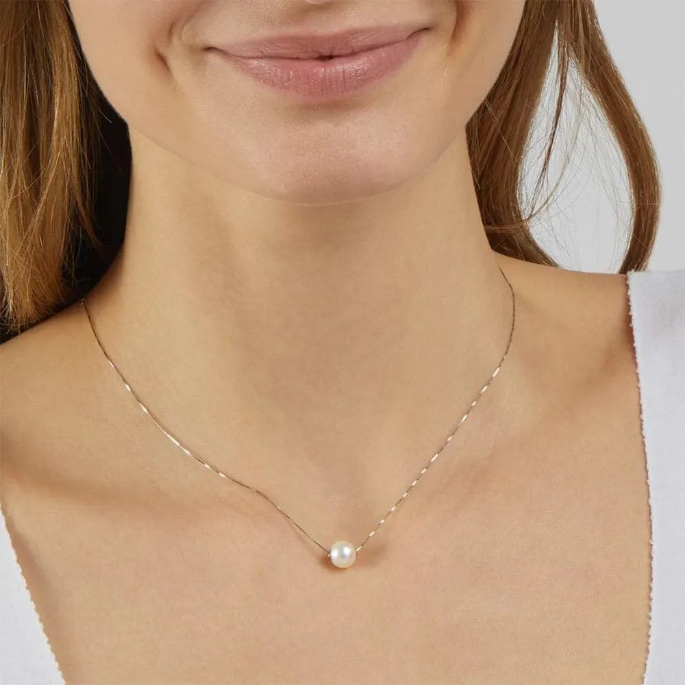 Collana Gabrielle Oro Bianco 375/1000 Maglia Veneziana Perla D'Acqua Dolce Bianco 40 + 2 cm 1413416