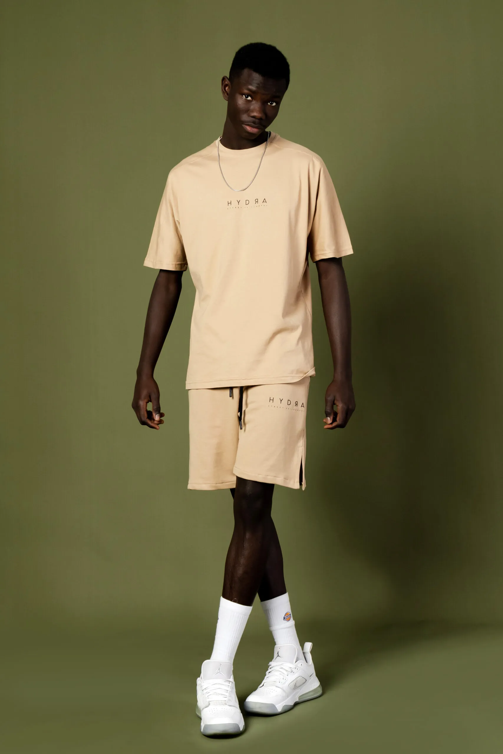 Completo corto tuta Hydra Clothing logo Beige