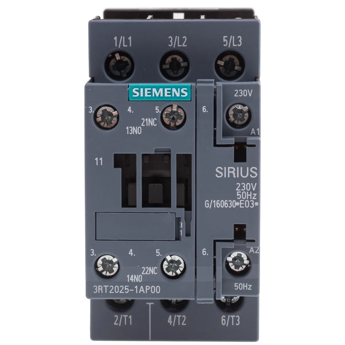 Contattore Siemens, serie Size S0, 3RT2, 3 poli, 3 NA, 17 A, 7,5 kW, bobina 230 V c.a.