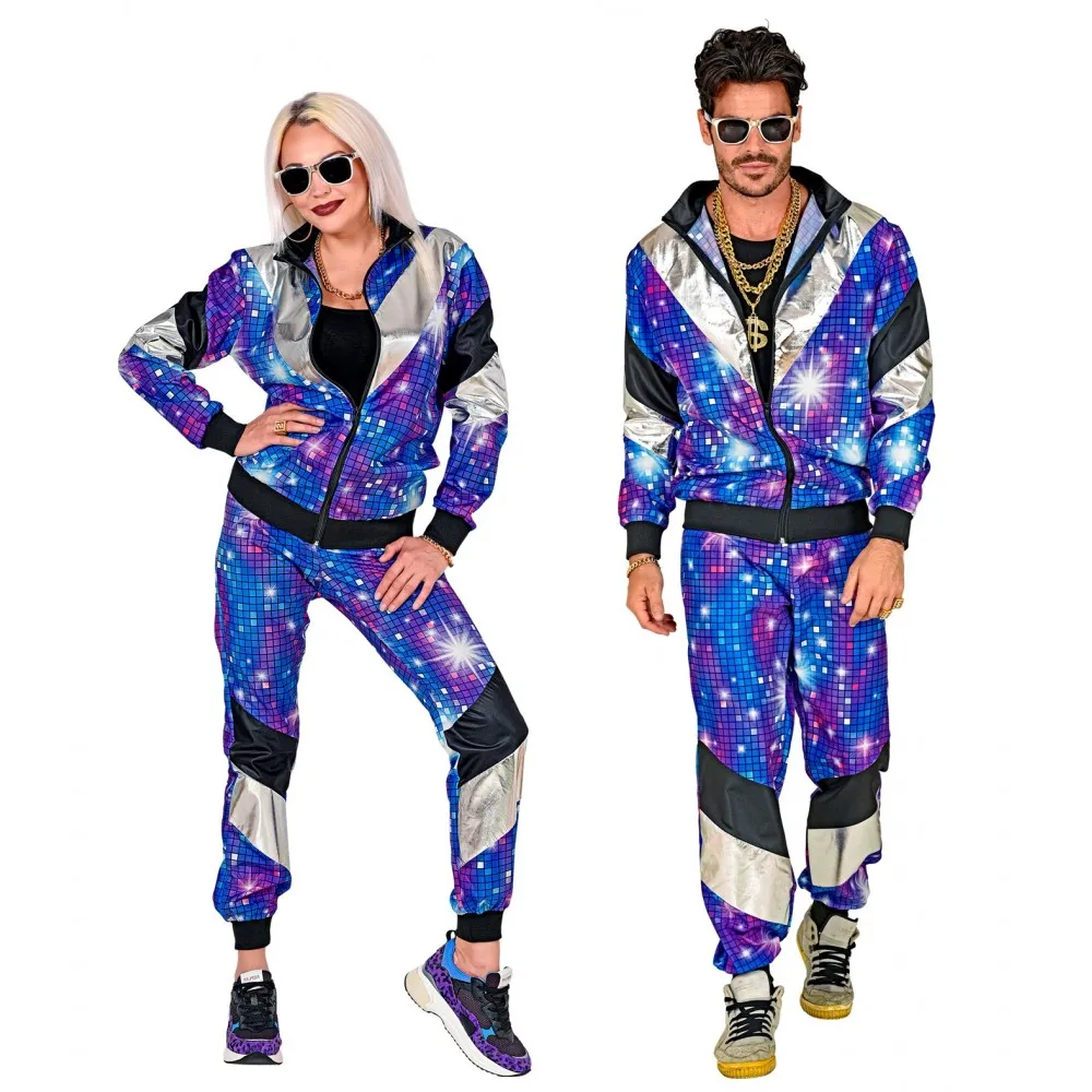 Costume Tuta Anni 80 Disco Unisex per Feste a Tema, Taglia XL, Adulto