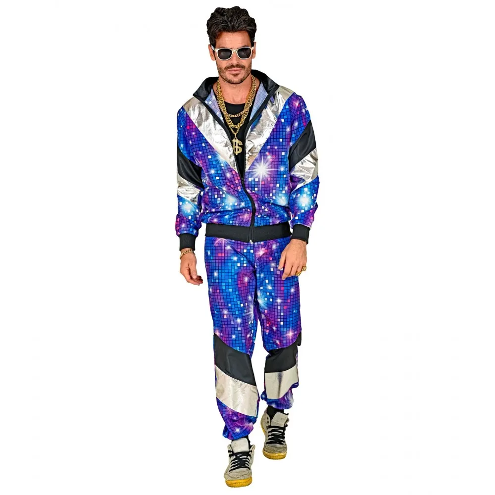 Costume Tuta Anni 80 Disco Unisex per Feste a Tema, Taglia XL, Adulto