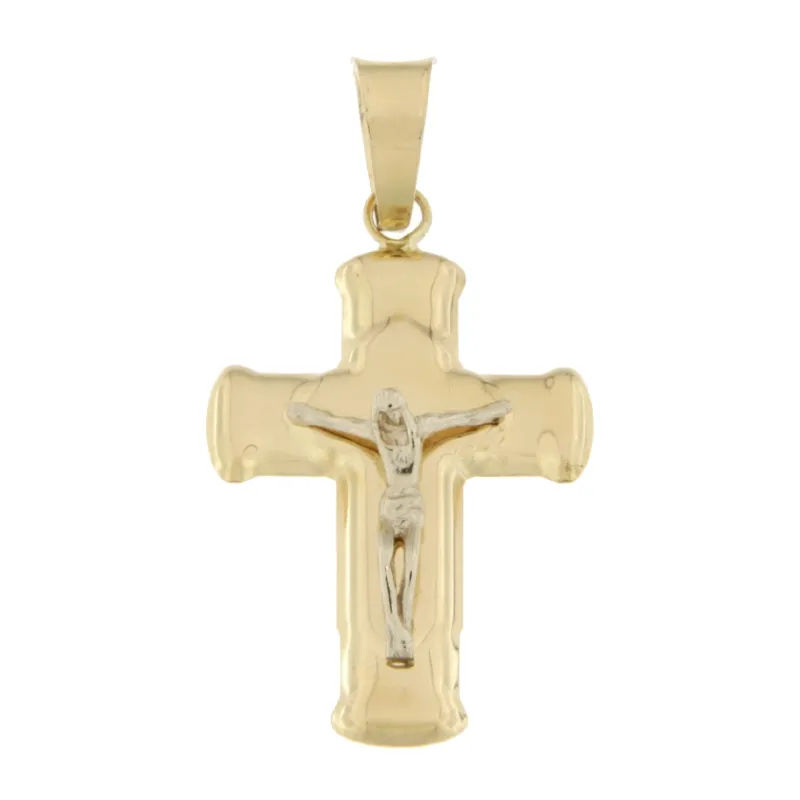 Croce Uomo Oro Giallo Bianco GL100542