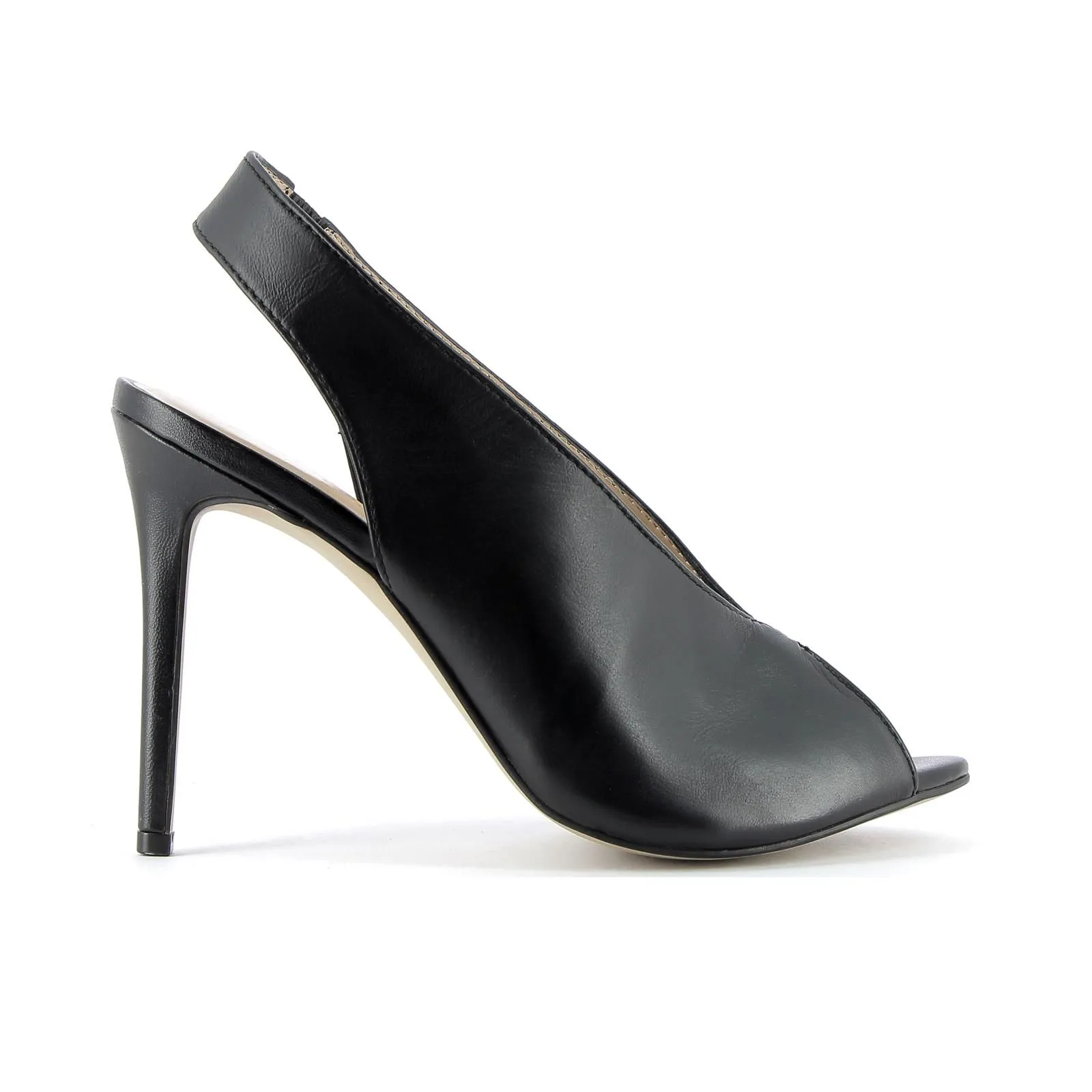 Decolletè slingback nere in pelle spuntato