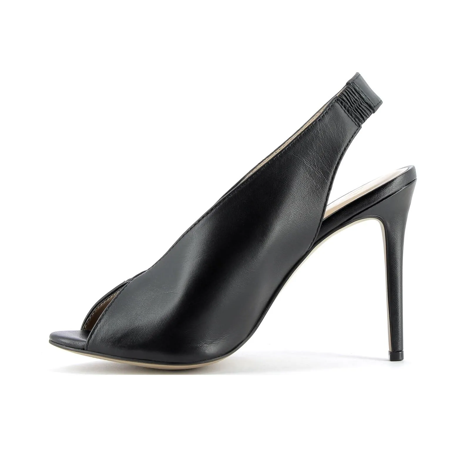 Decolletè slingback nere in pelle spuntato
