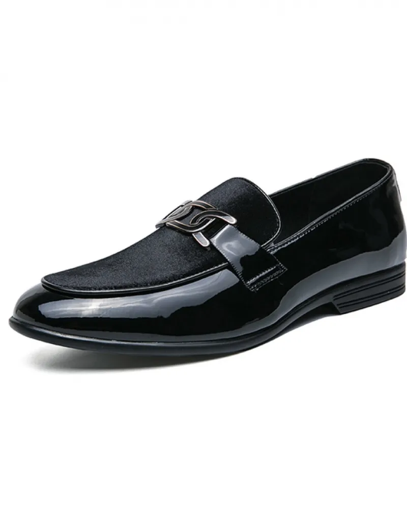 Di lusso lucido velluto a coste scarpe a punta Mocassini in pelle di alta qualità Slip On Spessa punta a punta Designer Mens Wed