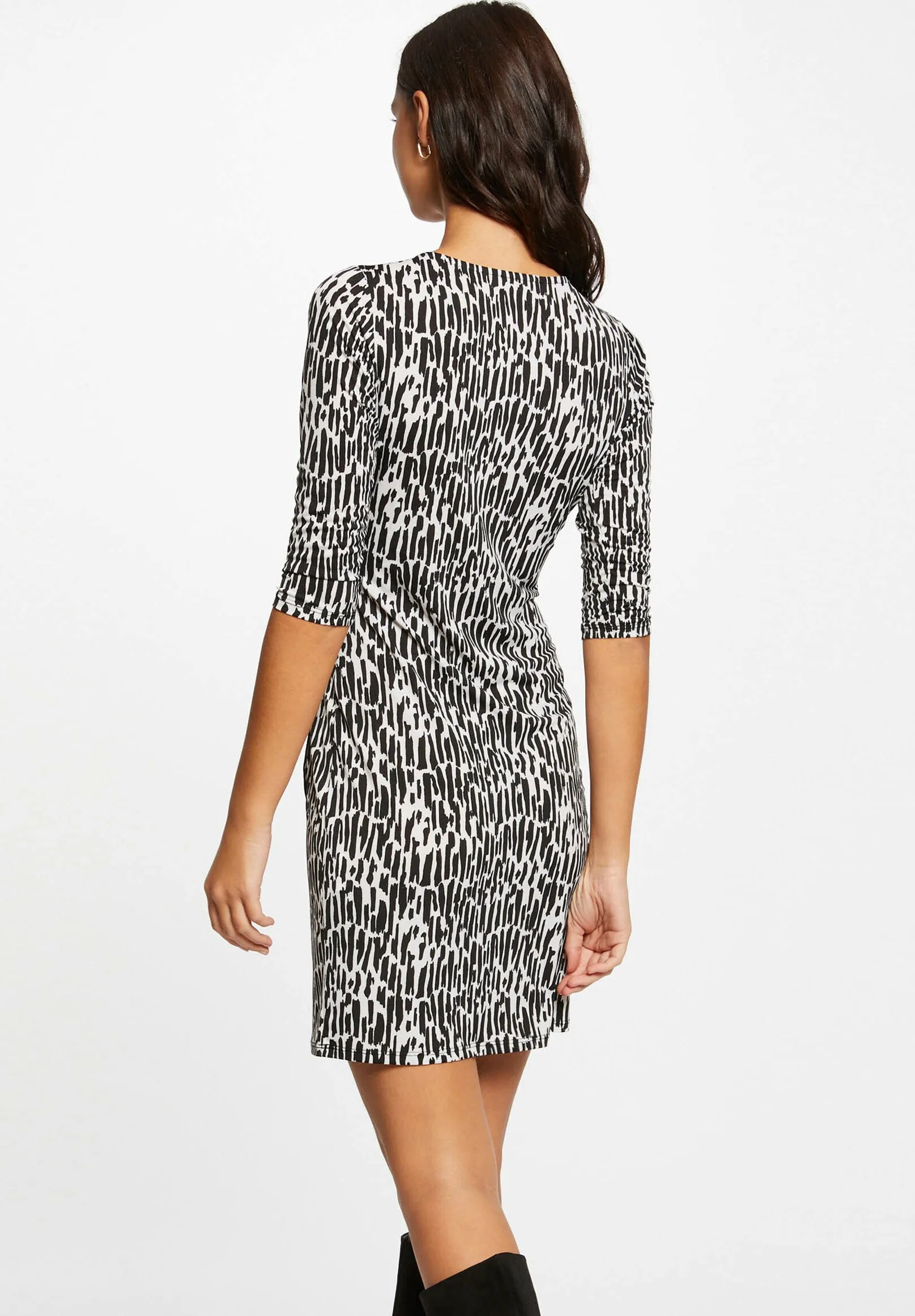 DRAPED FITTED ABSTRACT PRINT - Vestito estivo