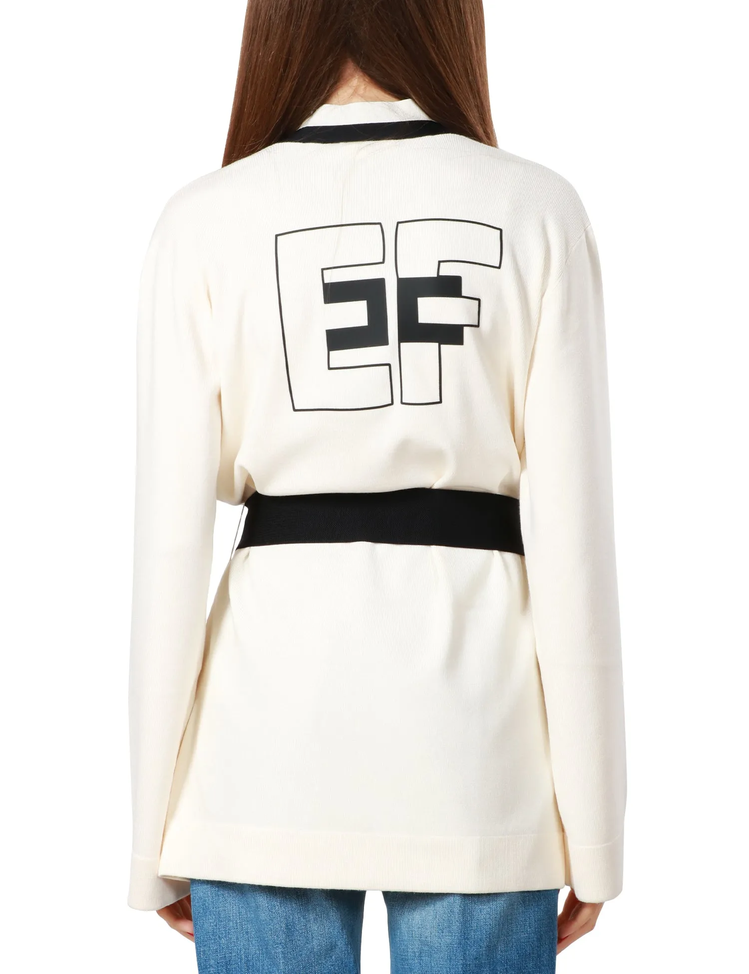 ELISABETTA FRANCHI Cardigan kimono in viscosa jacquard