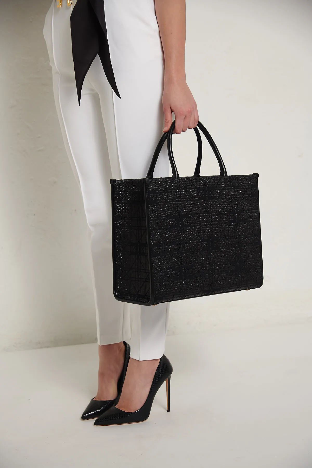 Elisabetta Franchi – Shopper grande in rafia Nera