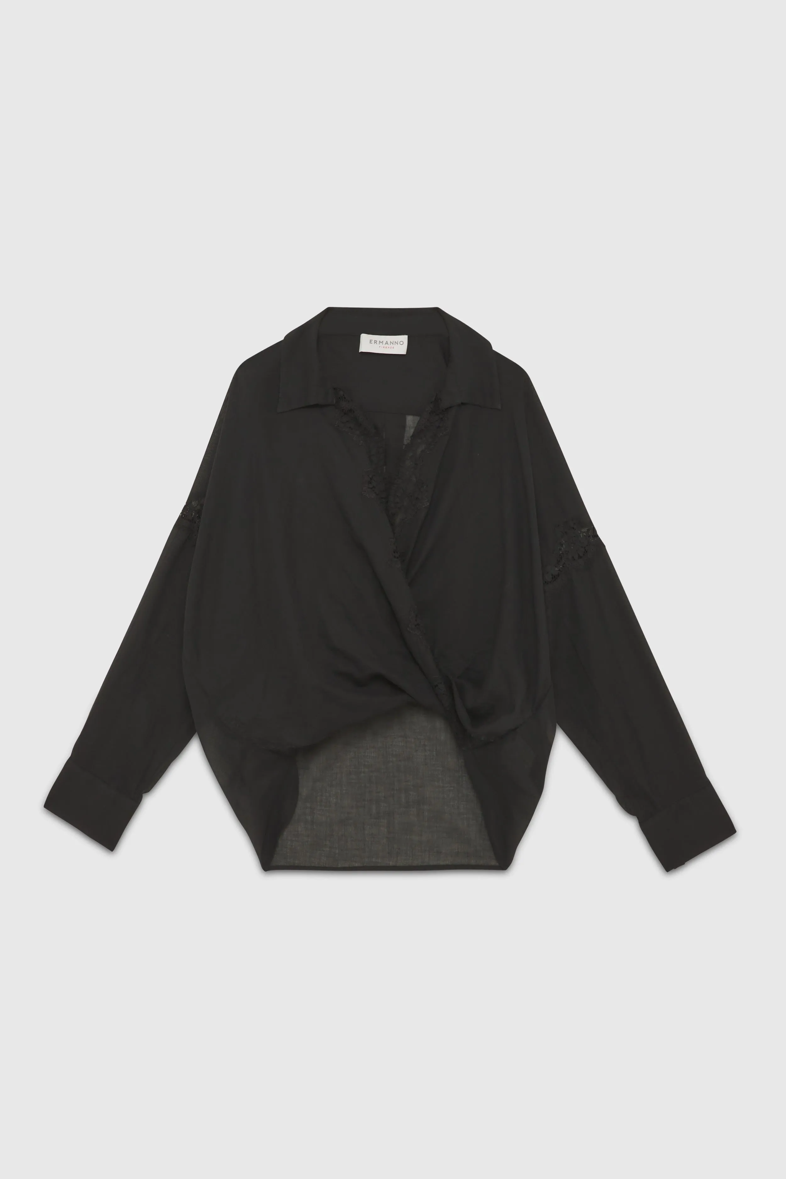 Ermanno Firenze CAMICIA INCROCIATA IN MUSSOLA CON PIZZO