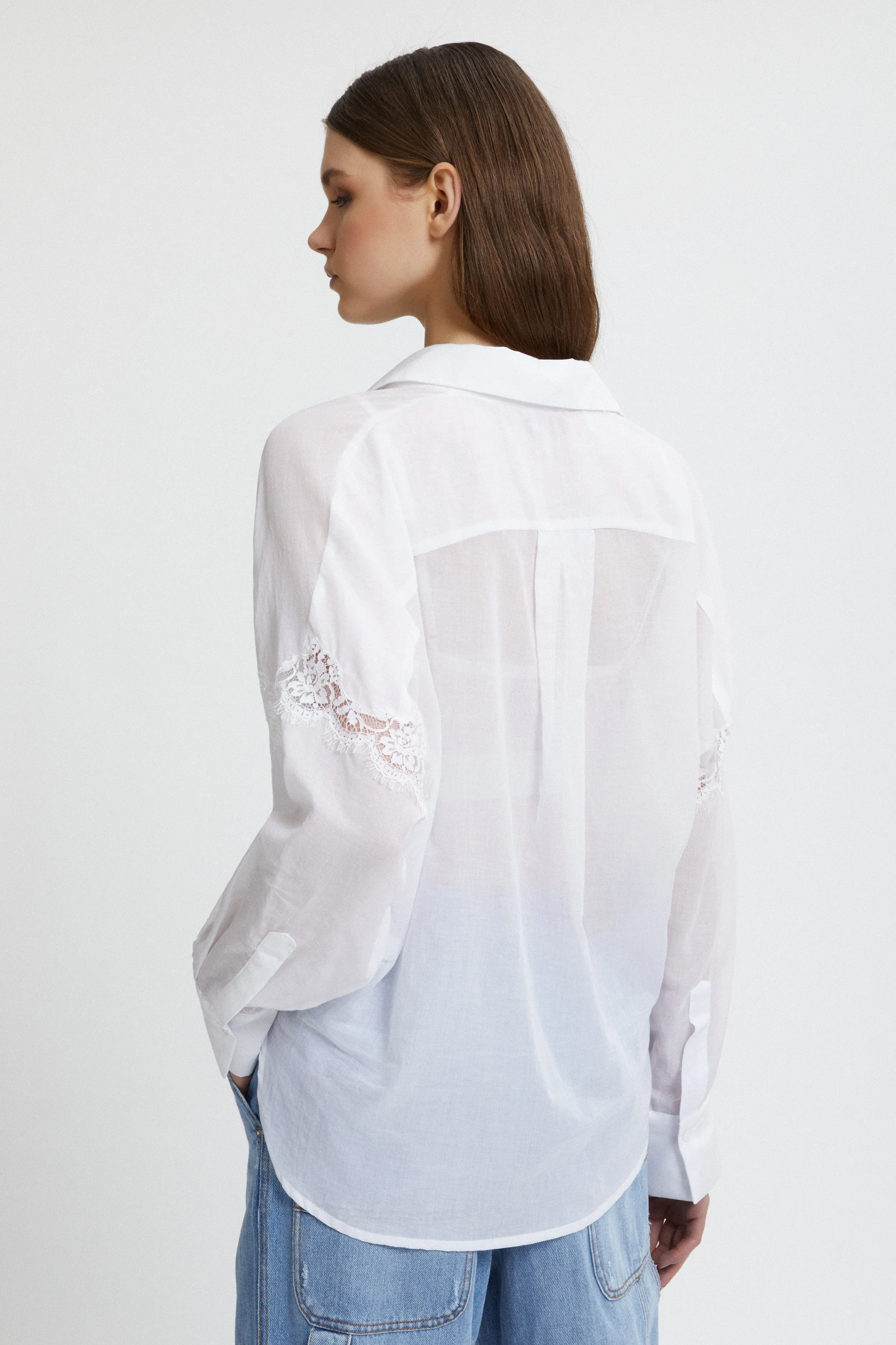 Ermanno Firenze CAMICIA INCROCIATA IN MUSSOLA CON PIZZO
