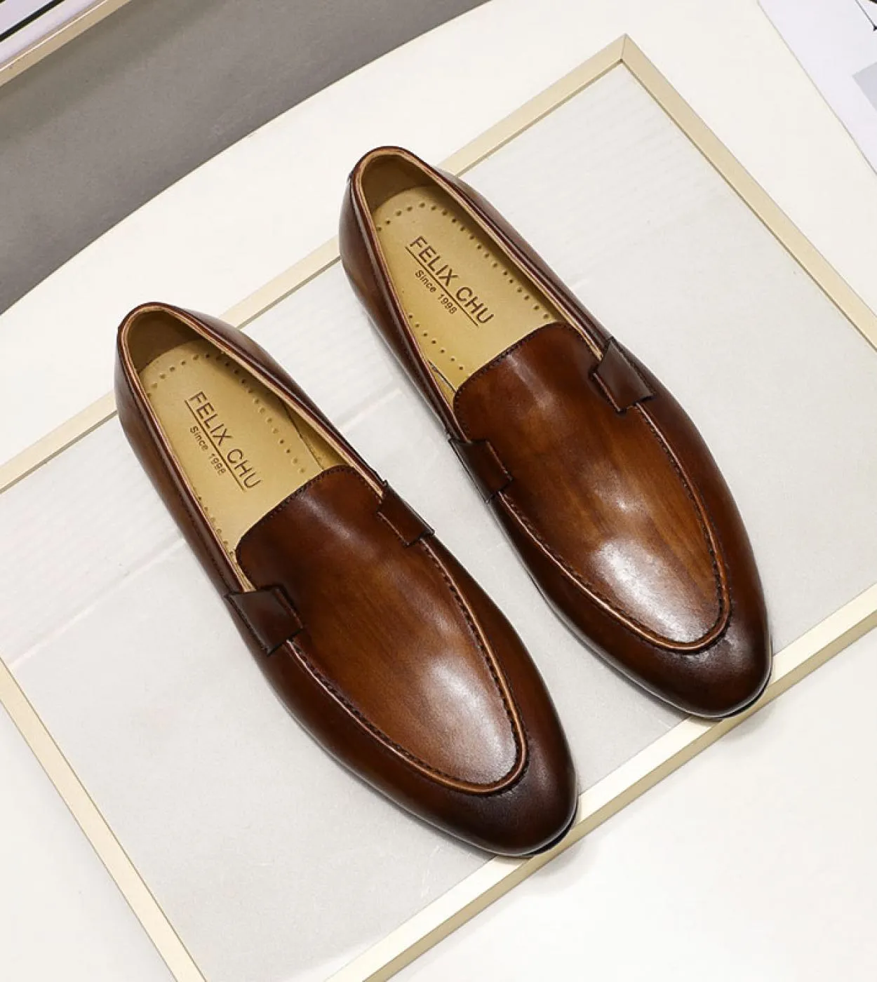Felix Chu Designer Fashion Mocassini da uomo in pelle fatti a mano nero marrone scarpe da lavoro casual da uomo festa da uomo Fo