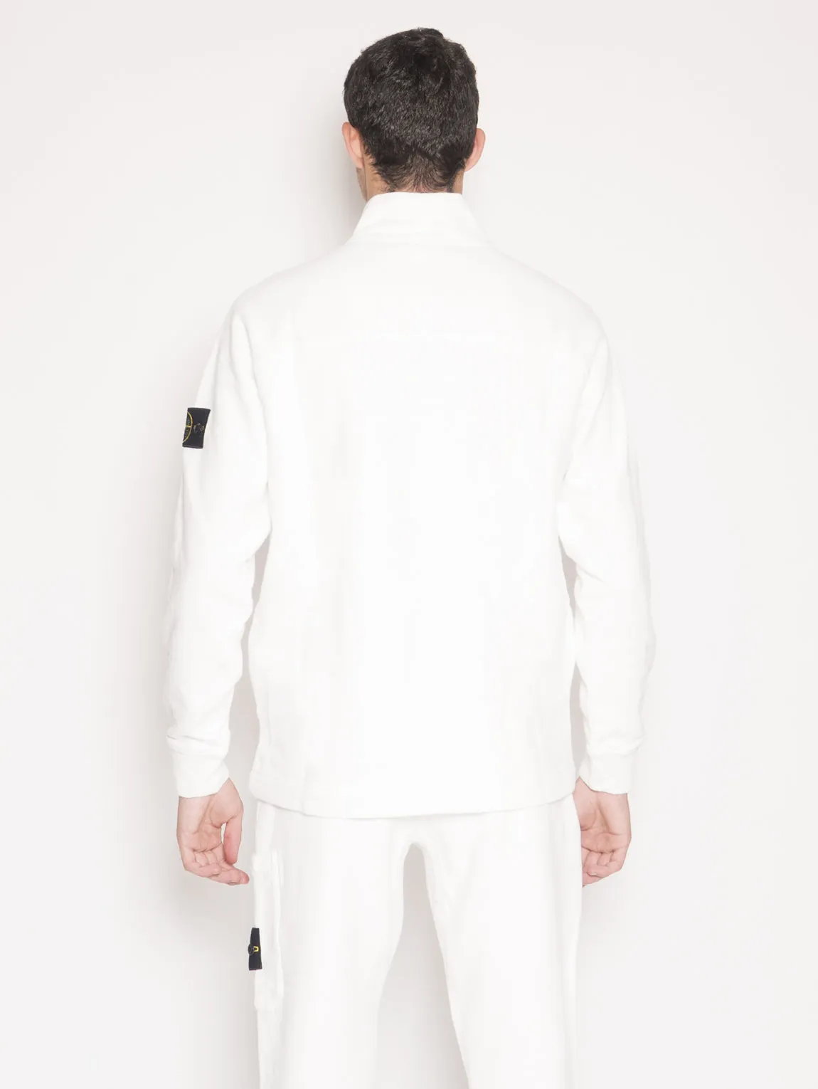 Felpa collo a lupetto in cotone 61820 Bianco